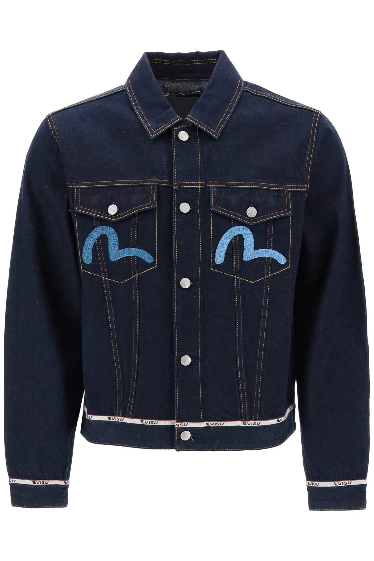 Evisu denim jacket with back eagle embroidery