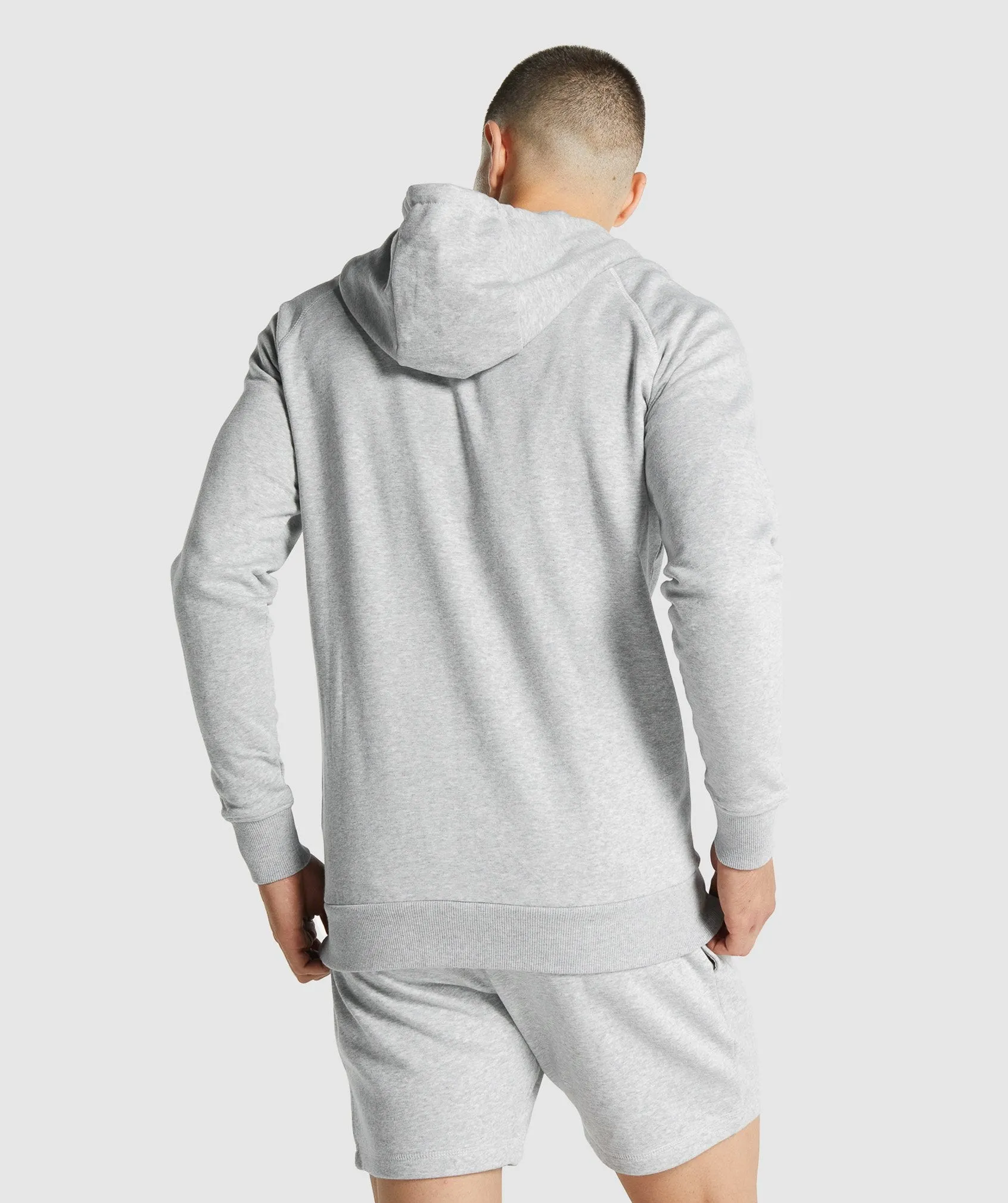 Gymshark Crest Zip Up Hoodie - Light Grey Marl