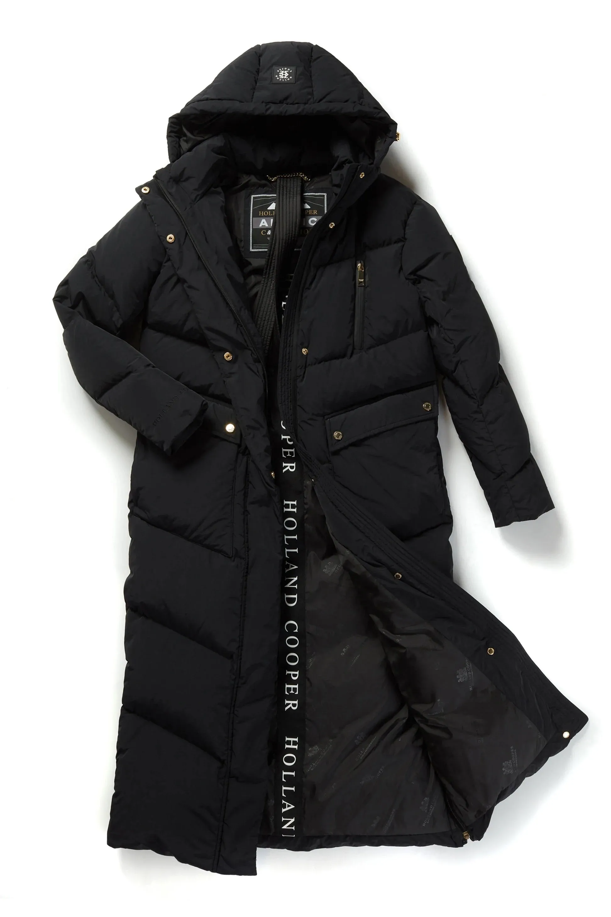 Holland Cooper Dakota Longline Down Jacket in Black