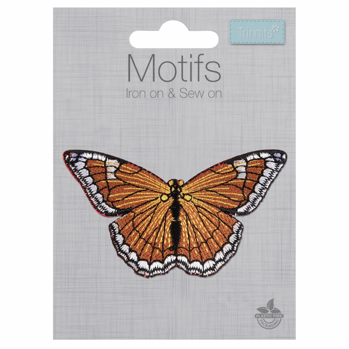 Iron-On/Sew On Motif Patch - Orange Butterfly