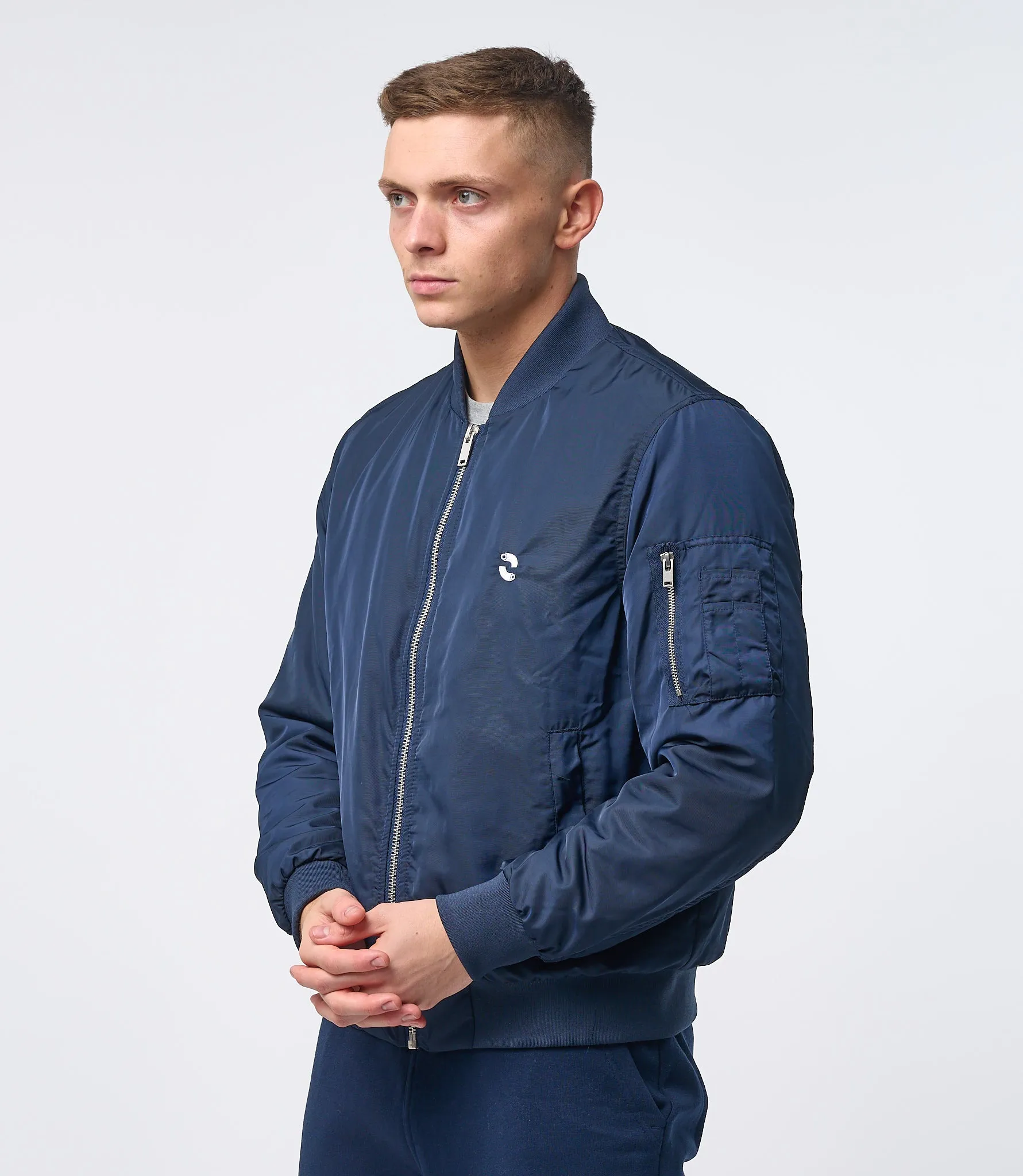 Omnitau Men's Hybrid Recycled Bomber Jacket - French Navy