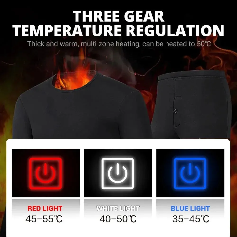 USB Heated Thermal Underwear Set - 3 Temperature Settings | Winter Warming Base Layer for Men & Women