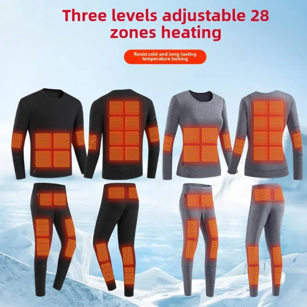 USB Heated Thermal Underwear Set - 3 Temperature Settings | Winter Warming Base Layer for Men